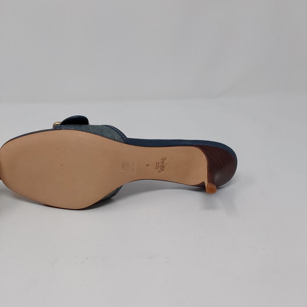 Coach Margot Dark Indigo Denim Buckle Heels Sandals Womens Size 8 - Picture 10 of 16
